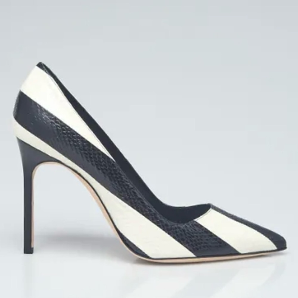 Manolo Blahnik Black and White Stiletto Heels